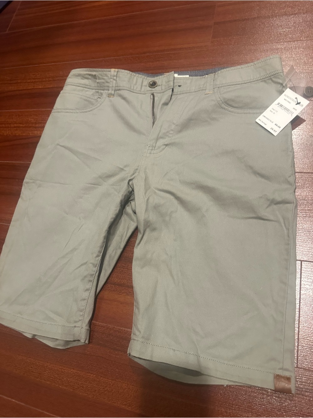 Nordstrom Men's Light Olive Flat-Front Shorts